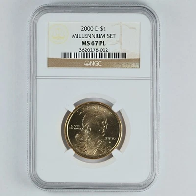2000-D Millennium Sacagawea Dollar $1 NGC MS67 PL Proof Like - Image 1 of 2