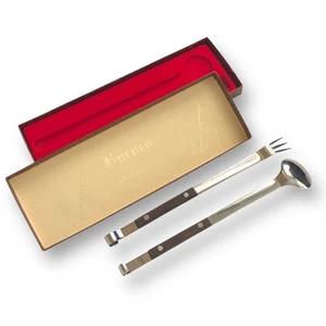 Vintage MCM Burnco Mini Zange Servier Set Edelstahl Holzgriff Japan - Bild 1 von 13