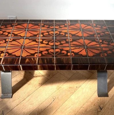 RARE Magnifique Table Basse en Céramique et Pied Fer VALLAURIS ROGER CAPRON TBE - Photo 1/4
