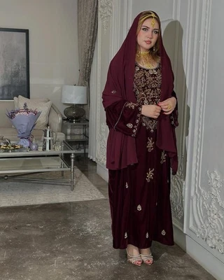 Velvet caftan abaya farasha jalabiya islamic clothing muslim evening caftan - Image 1 of 4