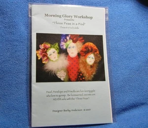 MORNING GLORY WORKSHOP "THREE PEAS IN A POD" THREE 8-9" DOLLS PATTERN - Picture 1 of 3