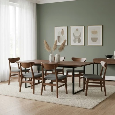 Levede 6x Dining Chairs Kitchen Chair Natural Wood Linen Fabric Cafe Lounge Seat - image 1 of 4