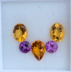 Collar Colorido 7.12ct Citrino y Amatista 10mm Piedra Genética Suelta Origen Brasil - Imagen 1 de 10