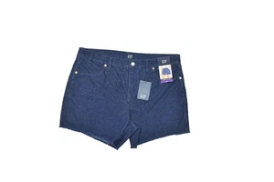 NEW Gap Corduroy Shorts Women's Plus Size 16 Raw Hem Frayed Navy Blue - Picture 1 of 8