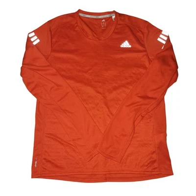 Adidas Shirt Mens Medium Orange Running ClimaCool Long Sleeve Reflective BP7485 - Image 1 of 4