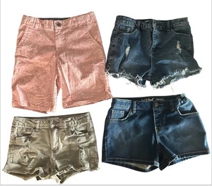 Lot 4 Girls Denim Shorts Size 10 12 14 Preowned Excellent RSQ Cat & Jack Tilly’s - Picture 1 of 13