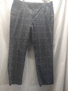 Women’s Charter Club Lexington Straight Black Metallic Floral Print Pants Sz 18 - Picture 1 of 10