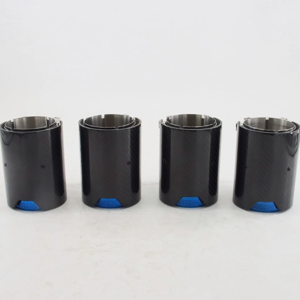 4PCS 2015-19 BMW F80 M3 F82 M4 70MM Carbon Fiber Stainless Steel Tip Blue NEW Foto 1 de 4