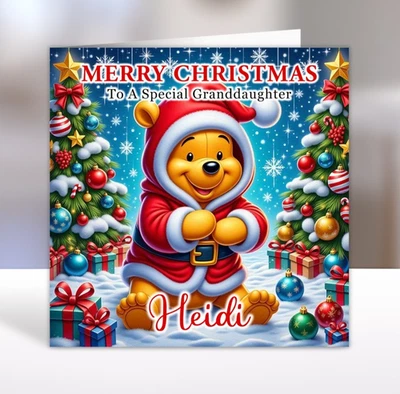 WINNIE THE POOH Personalised Christmas Card - Tigger - Eeyore - Heffalump - Image 1 of 3