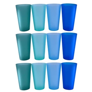 32 oz Reusable Drinking Cups, Unbreakable Large Plastic Tumblers set of 12, B... - Picture 1 of 7