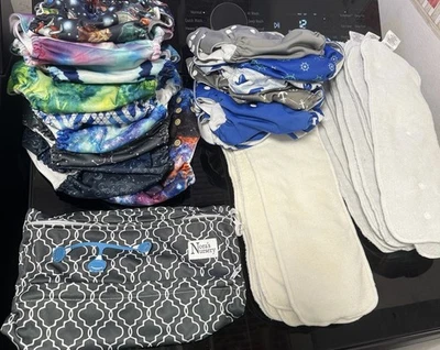 6 Nora's Nursery Adjustable Cloth Diapers, 10 Mama Koala Diapers, 15 Inserts - Image 1 of 4