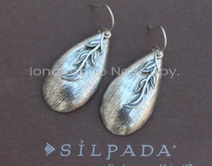 SILPADA Oxidized Textured Sterling Silver Wandering Ivy Leaf Earrings W2037 - Picture 1 of 7