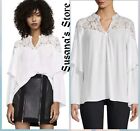 NWT BCBG MAXAZRIA Ruffled Lace Bell Sleeve Blouse Top SIZE S MSRP $188