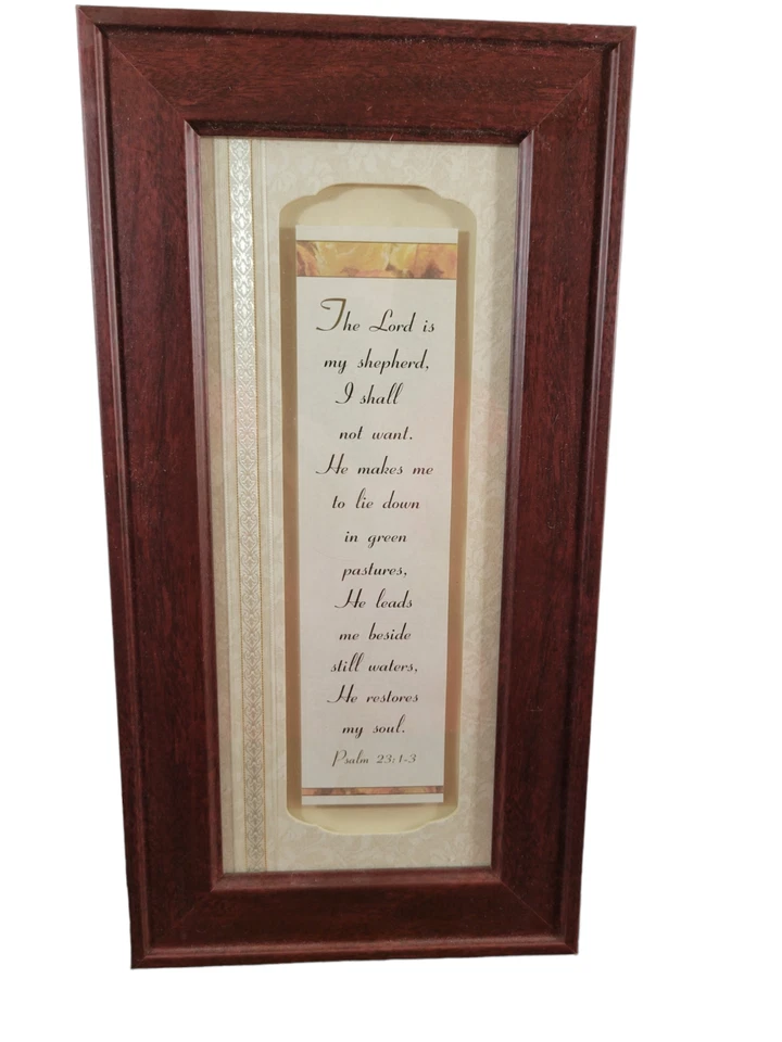 Arte de pared con marco de madera Salmo 23:1-3 El Señor es mi pastor 14-1/2"x7-1/2" Foto 1 de 4