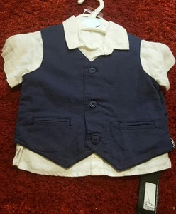 M&S baby boy Linen Christening 3 Piece Waistcoat OutfitRRP £35.00 Age (,12-18) - Picture 1 of 3