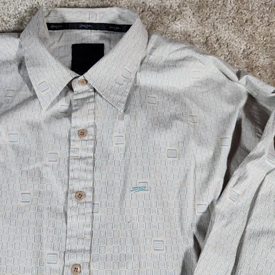 Sean John Shirt Mens 2XL XXL Beige Geometric Long Sleeve Button Cotton 21 - Image 1 of 4