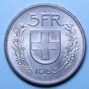 SVIZZERA 5 FRANCHI 1965 B FDC ARGENTO SILVER COIN NUMISMATICA COLLEZIONE - Foto 1 di 2