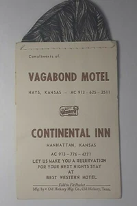 c.1960s Manhattan Hays KS Vagabond Motel Vintage Advertising Pocket Hanky Kansas - Picture 1 of 3