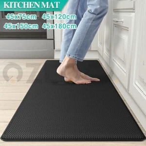 Non-Slip Waterproof Kitchen Door Mat Floor Rug Carpet Anti-Oil Easy Clean Black - Picture 1 of 11