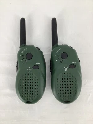 Rare Vintage Green Pair GE 3-Channel Walkie Talkies - Belt Clips - Image 1 of 4