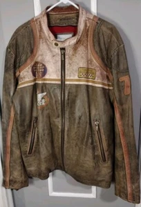 Vintage Rare Wilson Brown Distressed Leather American Riders Jacket XL - Bild 1 von 13