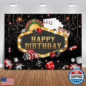 Mocsicka Casino Birthday Backdrop Las Vegas Casino Night Birthday Background - Picture 1 of 5