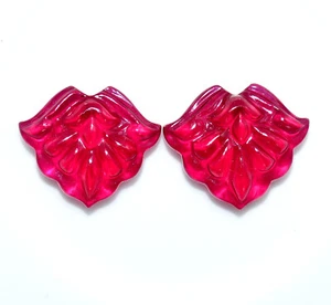 22,23 cts rotes handgefertigtes Schnitzpaar 14x17 mm schöne Schnitzsteine - Bild 1 von 8