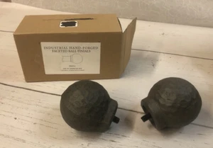 Restoration Hardware Industrial Ball Finials - Set Of 2 For 1-1/4” Rod 3”W X 3”H - Picture 1 of 9