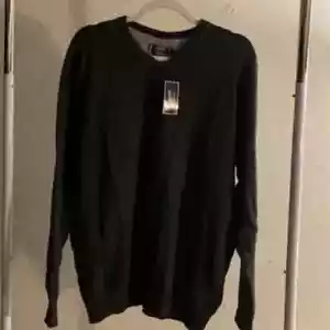 Suéter grande de manga larga con cuello en V 100 % algodón gris oscuro Maine para hombre nuevo con etiquetas - Imagen 1 de 7
