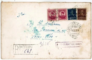 Romania, 1944, WWII Censored Registered Cover, Herculane - Orsova stamps - Picture 1 of 2