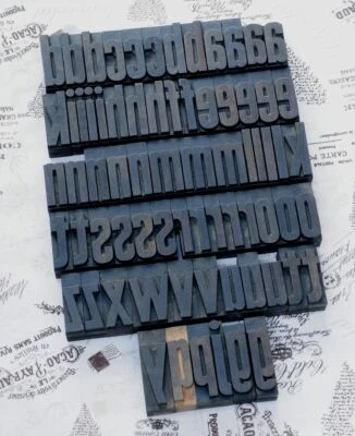 a-z alphabet 2.13" letterpress wooden printing blocks wood type Vintage printer - Image 1 of 2
