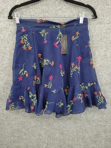 Romeo & Juliet Couture Mini Swing Skirt Womens Small Lined Embroidered Blue NEW - Picture 1 of 15