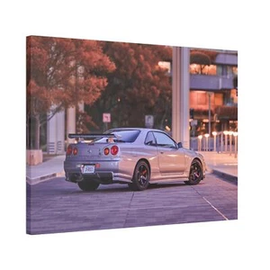 Nissan GTR R34 High Resolution Museum Quality Horizontal Canvas Print #011 - Picture 1 of 10