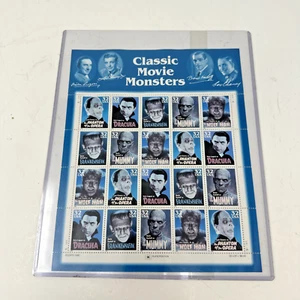 1996 US Classic Movie UNIVERSAL MONSTERS 20 -32 Cent Stamps - Full Sheet Sealed - Picture 1 of 5