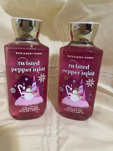 Bath and Body Works TWISTED PEPPERMINT Shower Gel NEW Full Size 10 OZ *Lot of 2* - Picture 1 of 4