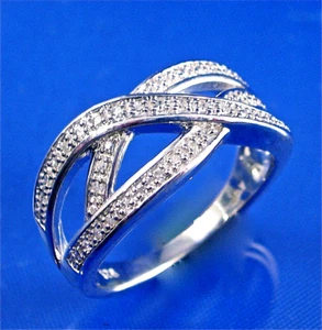 ANILLO PLATA ESTERLINA MILGRAIN TRIPLE CRUZ DIAMANTE, TALLA 7, 0,125 CTTW - Imagen 1 de 7