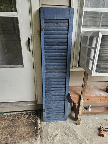 ANTIQUE BLUE WOODEN BARN SHUTTERS 1 PAIR Cover