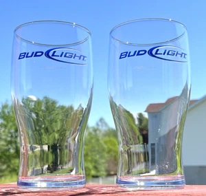 Bud Light Logo Pint Beer Glasses, Laser Etched, 6 1/4" Tall, 16 oz., Set of 2 - Picture 1 of 13
