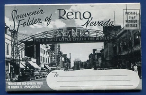 Souvenir Mini Postkartenmappe Reno Nevada schwarz/weiß Bilder 50er Jahre PF847 - Bild 1 von 3