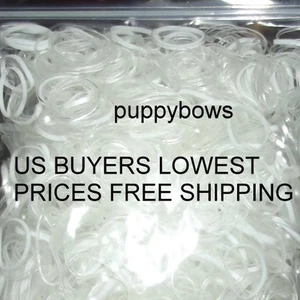 Puppy Bows ~Dog grooming latex free clear elastic rubber topknot bands~US SELLER - Picture 1 of 2