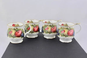 SET OF 4 TEACUP QUEEN’S ANTIQUE FRUIT FINE BONE CHINA BY A CHURCHILL BRAND -MINT - Picture 1 of 8