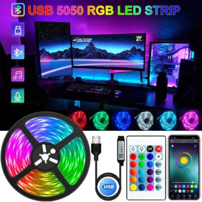 50-100FT LED Strip Lights for Room TV PC Back Light 5050 RGB Bluetooth APP USB - Image 1 of 4