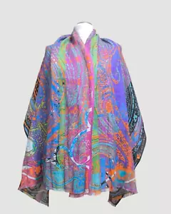 ETRO MILANO Multicolor Lino Lino Bufanda Chal Estampado Abstracto 165*63 cm - Imagen 1 de 15