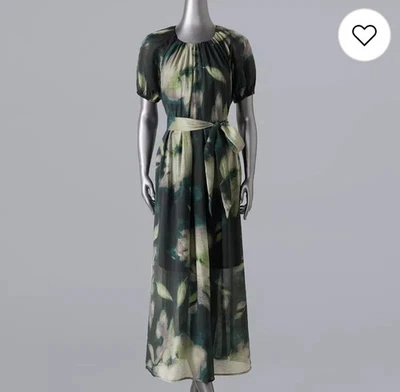 Новый с Ярлыками просто VERA Vera Wang размер PL Flowy Puff рукав макси платье синий черный цветочный - Изображение 1 из 4