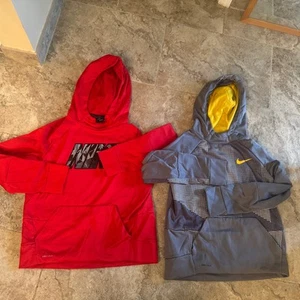 Lot of 2 Nike Dri-Fit Hoodie hooded sweatshirt Youth Size large red/gray - Picture 1 of 10