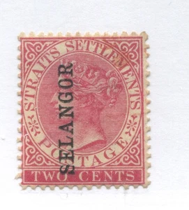 Malaya Selangor QV overprinted 1886 2 cents mint o.g. gum - Picture 1 of 1