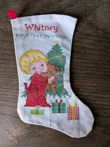 Baby's First Christmas 'Whitney' Cross Stitch Stocking Bucilla 10" - Picture 1 of 6
