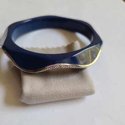 BRAZALETE BRAZALETE MIRIAM SALAT POR FAVOR LEER Onda Azul Marino RESINA CRISTAL ESTERLINA  Foto 1 de 4