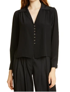 Nili Lotan Charlotte geknöpfte Seidenbluse Größe Medium Einzelhandel 560 $ - Bild 1 von 7