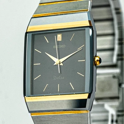*NEAR MINT* Vintage 1985 SEIKO Dolce 9531-5060 Quartz Black Dial Square 26mm Men - Image 1 of 4